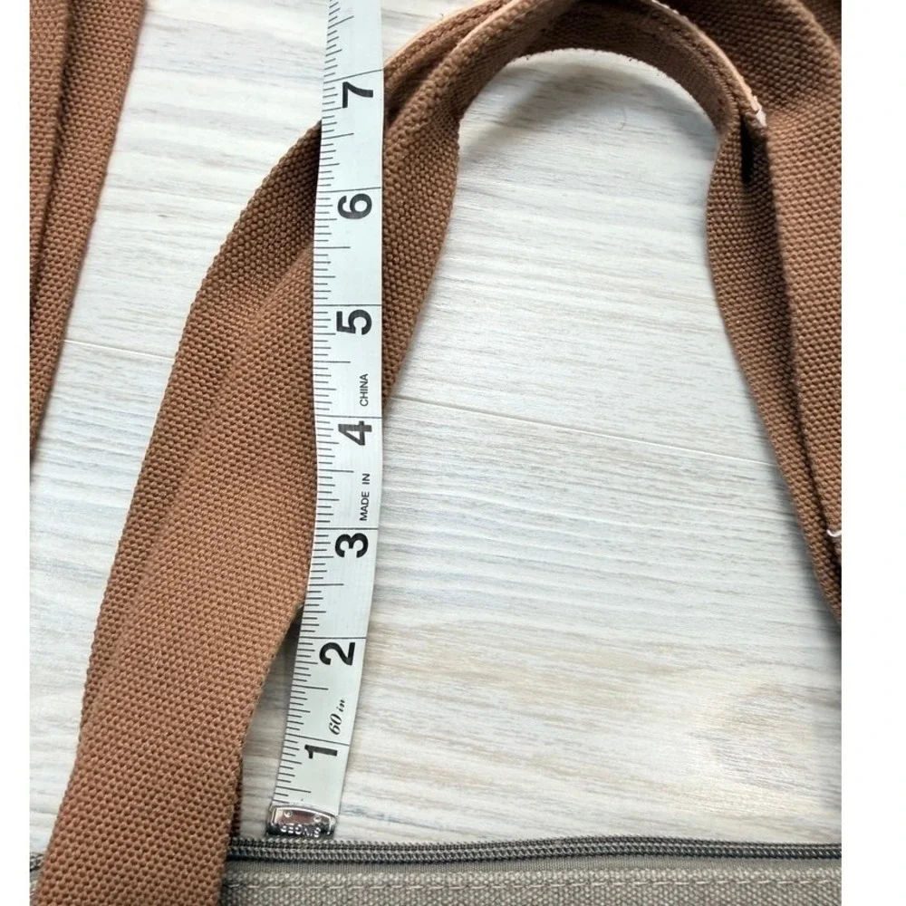 Unbranded Canvas Tote Bag Multi-Pocket Crossbody Large Gray Brown Excellent